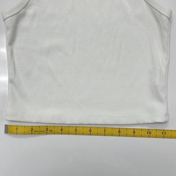 White Ribbed Cropped Tank Top - Picture 8 of 13